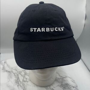 STARBUCKS Black Cotton Baseball Cap Hat-OS